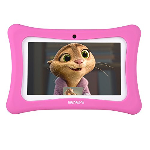 BENEVE M755 Kids Tablet, 7 Inch Andriod 7.1 Tablet with 1GB RAM 8GB ROM and WiFi, Kids Software iWawa Pre-Installed(Pink)