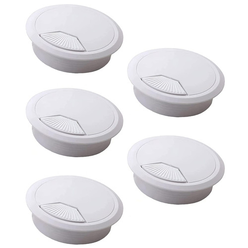 Zydiwo 5pcs Desk Grommet 2 Inch/50 mm Plastic Cable Hole Cover Grommet Cord Desk Wire Cord Cable Grommets for Computer PC Cable Cord Organizer (White)