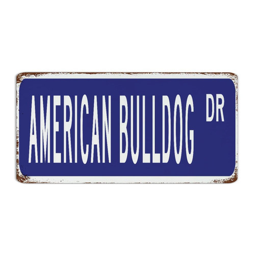 American Bulldog Navy Blue 6x12 Inch Metal Signs Funny Novelty Business Bathroom Front Door Wall Decorations Garage Signs Dog Lover Gift Pure Color Metal Plaque for Gate