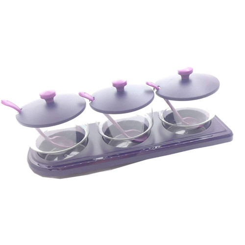 Condiment Container Seasoning Box Set Condiment Jar Spice Container Spoon Lid with Stand Condiment Canisters Pots