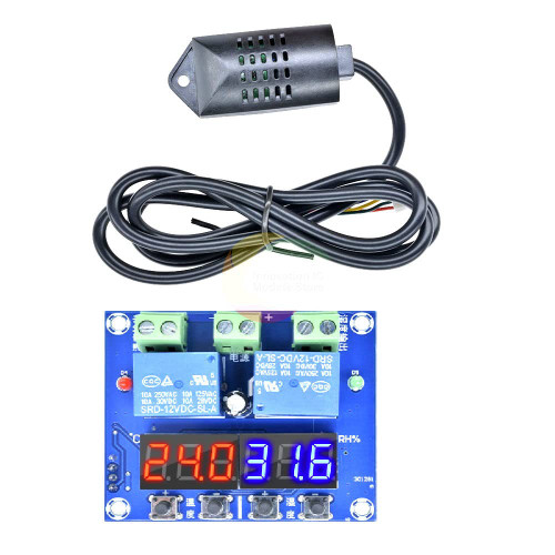 XH-M452 LED Digital Thermostat Temperature and Humidity Control Thermometer Hygrometer Controller Relay Module with Probe DC 12V
