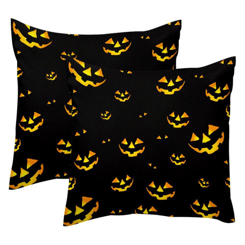 Decorative Square Throw Pillow Covers Set of 2 Horror Halloween Pumpkin Face Pillow Case for Home Office Car, 18 x 18 inches