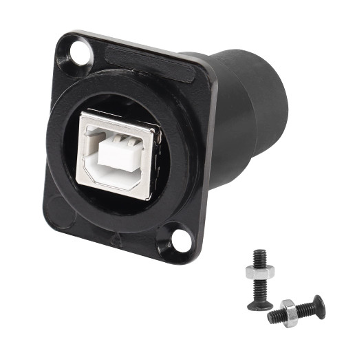 QIANRENON USB B to USB A Panel Mount Feedthrough Adapter USB B Female to USB 2.0 Female Printer Data Connector, Suitable XLR-Panel or D-Panel Mount, for Printer Scanner External Hard Drive