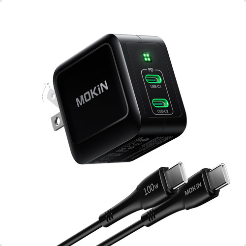 MOKiN 67W USB C Charger, GaN USB C Charger Block, 2 Ports USB C Power Adapter, Mini iPad Charger, Foldable Wall Charger for MacBook Pro/Air, iPad Pro, iPhone 14, Galaxy S22/S21, Note 20/10, Steam Deck