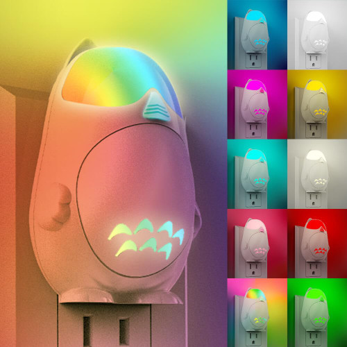 RAVEtone Color Changing Night Lights Plug Into Wall, 1 Pack Plug in Night Light for Kids Smart Voice Activated 9 Colors 6 Lighting Modes LED Dimmable for Girls Boys Bedroom Nursery Kitchen