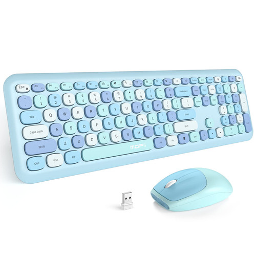 MOFII Wireless Keyboard and Mouse Combo Silent, Slim Compact 2.4G USB Full Size, Cute 110 Keys Keyboard for PC, Notebook, MacBook, Tablet, Laptop, Windows System