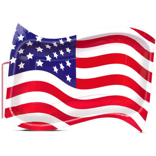 EPHYO 100PCS 4th of July Plates Patrotic Party Supplies American Flag Paper Food Tray 10x7in Independence Day Table Decoration Fourth of July Red White Blue USA Star Disposable Dinner Dessert plates