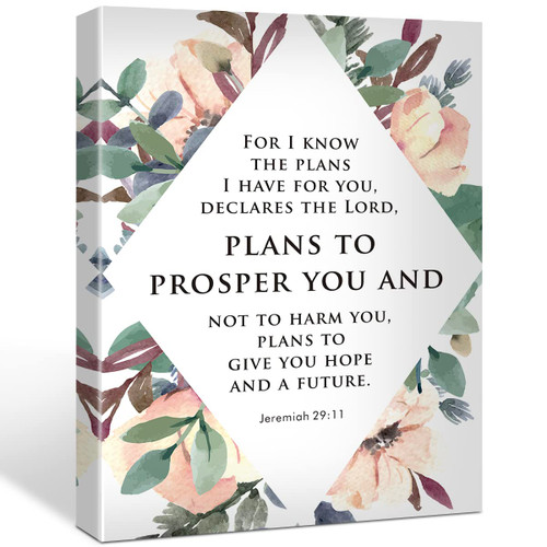 Inspirational Bible Verse for I Know the Plans I Have for You Canvas Poster Jeremiah 29:11 Scripture Watercolor Print Painting for Christian Home Office Wall Art Decoration 11.5 x 15 inch (Framed) Inspirational Bible Verse for I Know the Plans I Have for You Canvas Poster Jeremiah 29:11 Scripture Watercolor Print Painting for Christian Home Office Wall Art Decoration 11.5 x 15 inch (Framed)