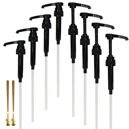 Coffee Syrup Pumps,8 Pack Black Pumps for Coffee Syrup Bottle,Fits 750 mL Coffee Syrup Pump Dispenser,Great for Home Coffee Bar Drinking Tea Cocktails(Free Spoons)