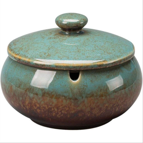 LUAN Ashtray Portable Ceramic Ashtray with Lid Windproof Outdoor Indoor Cigarette Ashtray Chinese Style Ash Holder Tabletop Ash Tray