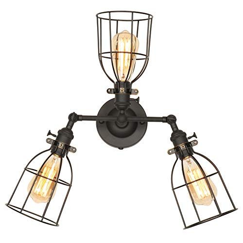 AILIN Premium Retro Industrial Edison Simplicity 3 Light Metal Wire Cage Wall Sconces Lighting Fixtures?Upgrade Black Finish Metal Wire Cage Shade, Unique Vintage Swing Arm Wall Lamp, E26 Base, 3 Ligh AILIN Premium Retro Industrial Edison Simplicity 3 Light Metal Wire Cage Wall Sconces Lighting Fixtures?Upgrade Black Finish Metal Wire Cage Shade, Unique Vintage Swing Arm Wall Lamp, E26 Base, 3 Ligh