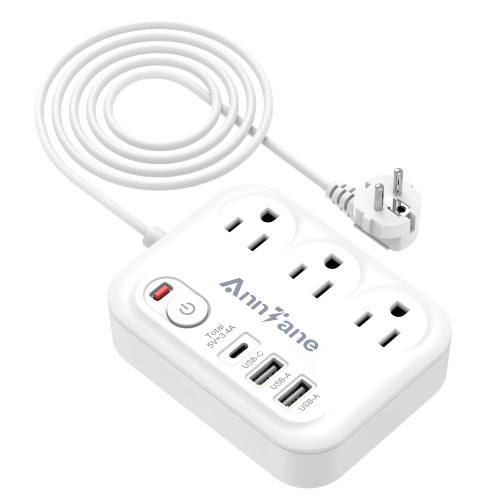 European Travel Plug Adapter with USB C, 6FT Extension Cord, US to Europe Plug Adapter with 3 Outlets 3 USB Ports for EU Spain France Germany Iceland Greece Travel European Travel Plug Adapter with USB C, 6FT Extension Cord, US to Europe Plug Adapter with 3 Outlets 3 USB Ports for EU Spain France Germany Iceland Greece Travel