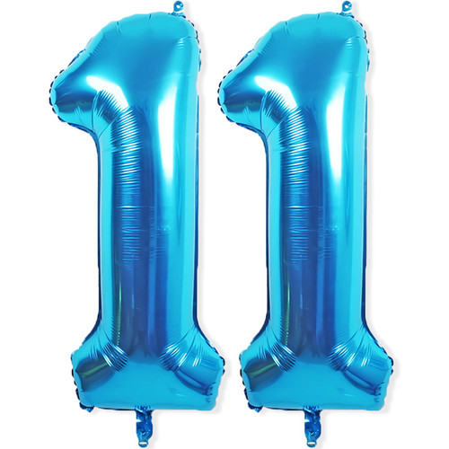 11 Balloon Number, 40 Inch Blue Foil Balloons Giant Jumbo Helium Number 11 Balloons for Boys Girls 11th Birthday Decorations Anniversary Events Party Decorations (Blue)