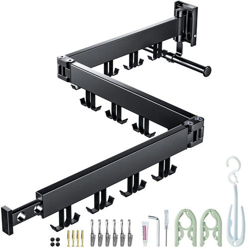 plainshe Wall Mounted Clothes Drying Rack,Laundry Drying Rack Wall Space Saver Clothes Rack,Retractable,Collapsible(Tri-Fold), for Balcony,Laundry,Bathroom