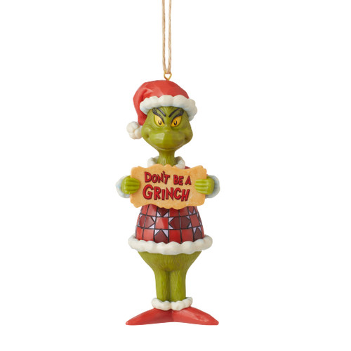 Enesco Jim Shore Dr. Seuss Don't Be a Grinch Hanging Ornament, 5 Inch, Multicolor