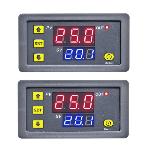 2Pcs Timer Delay Relay Programmable Cycle Timer Switch ON-Off Control LED Digital Display Time Relay Module (DC12V/20A) Gray