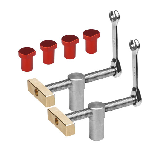 2 Sets Woodworking Adjustable Desktop Clip, Woodworking Desktop Clip Adjustable Clamp with Bench Dogs for 19/20MM Hole, Brass Stainless Steel Fixture Vise Benches Carpenter Tool (20mm Red)