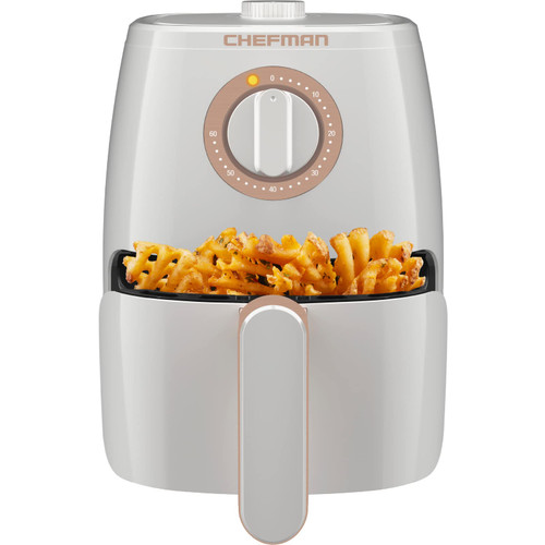 Chefman TurboFry 2-Quart Air Fryer, Dishwasher Safe Basket & Tray, Use Little to No Oil For Healthy Food, 60 Minute Timer, Fry Healthier Meals Fast, Heat And Power Indicator Light, Temp Control, White