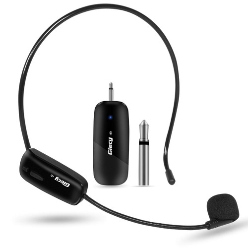 Giecy Wireless Microphone UHF Wireless Headset Mic System Rechargeable Microphone and Wireless Receiver for Voice Amplifier,PA System,Teacher, Tour Guides,Coaches