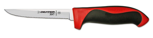 Dexter 5" scalloped utility knife, red handle