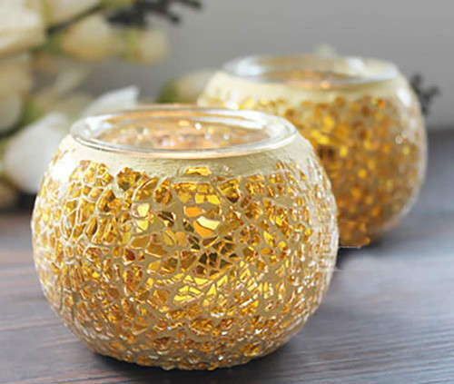 ChezMax Mosaic Glass Tea Light Holder,Handmade Romantic Glass Tealight Candle Holder for Aromatherapy Party Decor Candle Holder(NO Candles) Gold ChezMax Mosaic Glass Tea Light Holder,Handmade Romantic Glass Tealight Candle Holder for Aromatherapy Party Decor Candle Holder(NO Candles) Gold