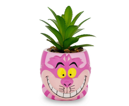 Silver Buffalo Disney Alice In Wonderland Cheshire Cat Mini Planter with Artificial Succulent Pink AW1601EH