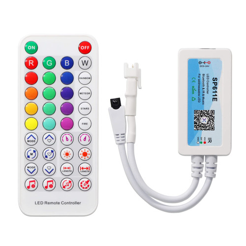 RECRE-TECH SP611E Ws2812b Controller, Bluetooth Music Ws2811 Led Controller, Dc5-24V Output Ports Pixel Controller for SMD5050 RGB Addressable Led Strip Lights, App Control