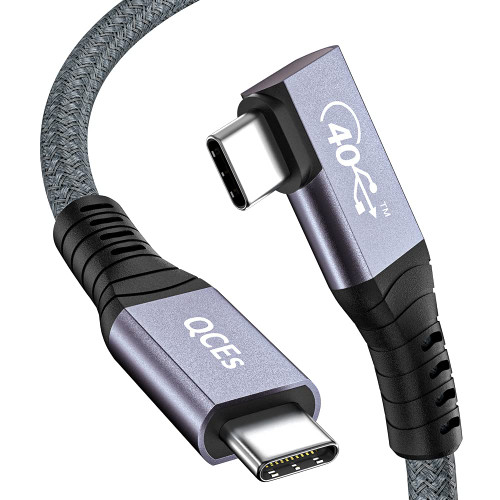 QCEs USB 4 Cable for Right Angle Thunderbolt 4 Cable 6Ft, USB C Video Cable 8K60Hz Display, 40Gbps Data Transfer, 100W PD Charging Compatible with Thunderbolt 3 MacBook Mac iMac, External SSD, eGPU