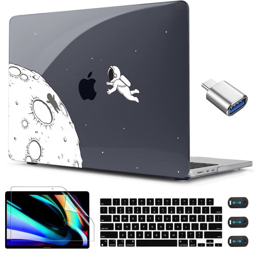 CISSOOK Case Compatible with MacBook Air 13.6 Inch 2022 2023 Release Model A2681 M2 Chip Astronaut, Clear Black Space Hard Shell with Keyboard Cover for MacBook Air 13.6" with Touch ID, Astronaut