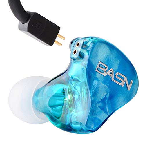 BASN Tempos in Ear Monitor Headphones, HiFi Deep Bass Earbuds, Noise Isolating Dual Dynamic Driver Earphones with Microphone (Sky Blue)