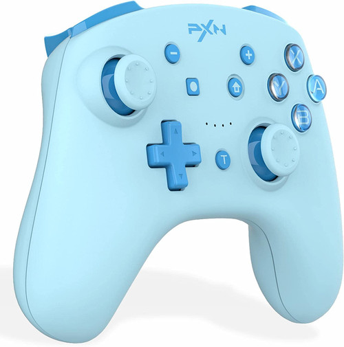 PXN 9607X Wireless Switch Pro Controller for Switch Controller/Switch Lite/Switch OLED, Switch Pro Controller with Wake-up, Turbo, NFC, Motion, Vibration (Cyan)