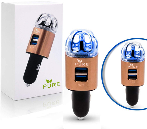 Car Air Purifier Premium Air Ionizer & Car Charger Accessory w/ Dual USB Ports - Quick Charge 3.0 - Eliminate Allergens Bad Odor Pet Smell Smoke Pollen Mold Bacteria Viruses PM2.5 & VOCs Deodorizer (Bronze) Car Air Purifier Premium Air Ionizer & Car Charger Accessory w/ Dual USB Ports - Quick Charge 3.0 - Eliminate Allergens Bad Odor Pet Smell Smoke Pollen Mold Bacteria Viruses PM2.5 & VOCs Deodorizer (Bronze)
