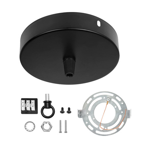 KIGHSIN 4.7 Inches Black Hanging Ceiling Light Canopy Kit, Metal Plate Cover for DIY Pendant Light Chandelier Industrial Mounting Hardware (Side Hanging)