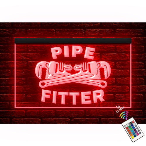 190092 Pipe Fitter Tools Shop Store Service Repair Open Display LED Light Neon Sign (12" X 8", 16 Colors By Remote)