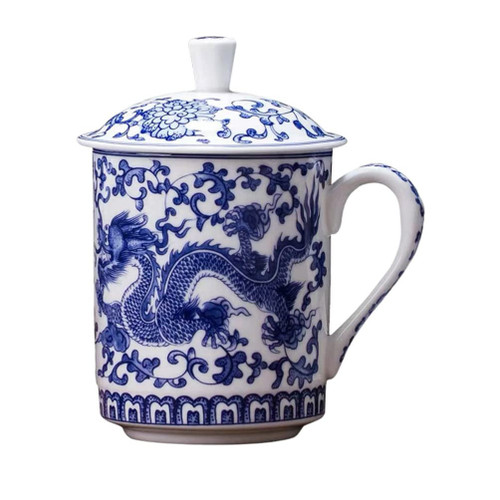 Zerodeko Ceramic Coffee Mug Ceramic Coffee Mug Blue And White Porcelain Tea Mug with Lids Porcelian Asian Tea Cups for Coffee Tea Latte Cappuccino Cups Chinese Tea Cup Chinese Tea Cup