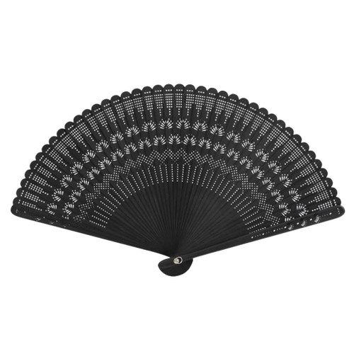 SEWACC Silk Folding Fan Hand Held Wood Hand Fan Chinese Japanese Vintage Handheld Fan with Tassels Foldable Fan for Women Ladies Home Decoration (Black)