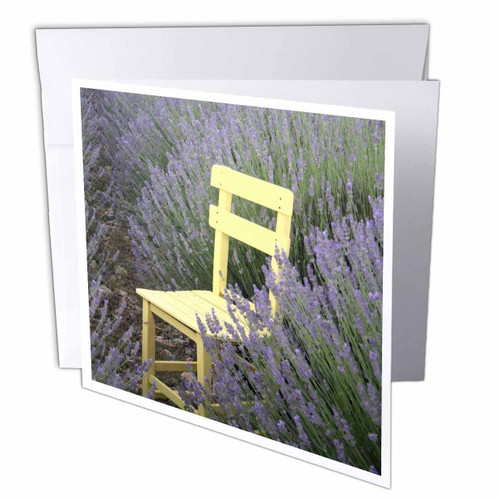 3dRose Yellow Chair In A Lavender Field Photograph - Greeting Cards (gc-365816-2)
