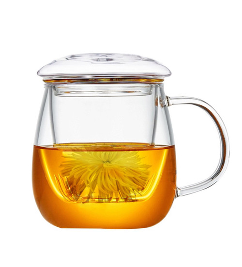 HOVOL 13.5oz/400ml Tea Cup Kit - Loose Tea-leaf Brewing System, Thickened Glass Cups with Tea Infuser Basket and Lid,Clear Teacup with Infuser, Heat-resistant and HOVOL 13.5oz/400ml Tea Cup Kit - Loose Tea-leaf Brewing System, Thickened Glass Cups with Tea Infuser Basket and Lid,Clear Teacup with Infuser, Heat-resistant and