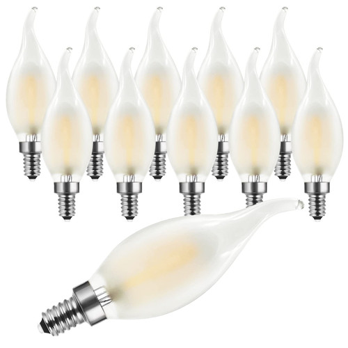 MZyoyo Chandelier Light Bulbs,E12 4W Candelabra LED Light Bulbs,C35 Flame Shape Bent Tip,E12 4W LED Light Bulb,120V,2700K Warm White,E12 LED Bulb,30 Watt Equivalent,Not Dimmable,Frosted,10 Pack MZyoyo Chandelier Light Bulbs,E12 4W Candelabra LED Light Bulbs,C35 Flame Shape Bent Tip,E12 4W LED Light Bulb,120V,2700K Warm White,E12 LED Bulb,30 Watt Equivalent,Not Dimmable,Frosted,10 Pack