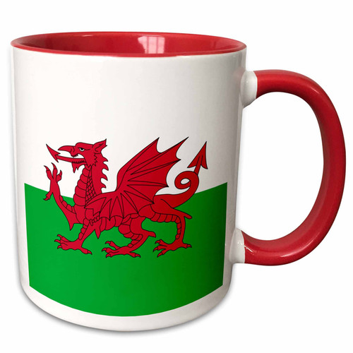 3dRose Flag of Wales - Welsh red dragon on white and green - Y Ddraig Goch... - Mugs (mug_158289_10)