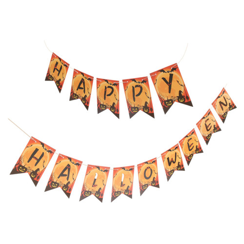 BESTOYARD 1 Set Halloween Banner Outdoor Decorations Vintage Decor for Home Halloween Party Supplies Halloween Triangle Flag Banner Halloween Bunting Garland Happy Halloween Banner Paper