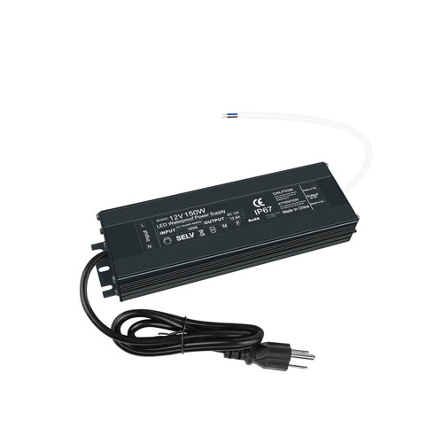 IP67 Waterproof LED Driver ?Low Voltage Transformer 150W Watts LED Power Supply 90-130V AC to 12V DC 12.5A Adapter for Indoor Outdoor LED Lights