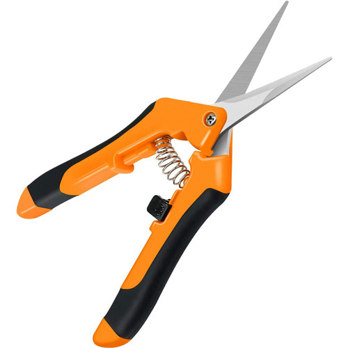 iPower 6.5 Inch Gardening Scissors Hand Pruner Pruning Shear with Straight Stainless Steel Blades, Orange, 1-Pack