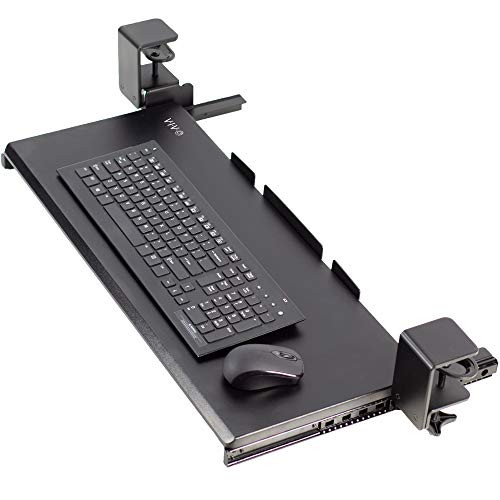 VIVO Black Extra Sturdy Clamp-on Computer Keyboard and Mouse Under Desk Mount Slider Tray | 27 x 11 Pull Out Platform Drawer (MOUNT-KB05E)