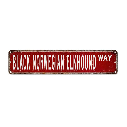 Black Norwegian Elkhound French Vintage Metal Sign Black Norwegian Elkhound Gift Home Wall Decorative Signs Pet Name Men Cave Decor Vintage Wall Art Street Signs Home Quality Sign For Pub Cafe Club