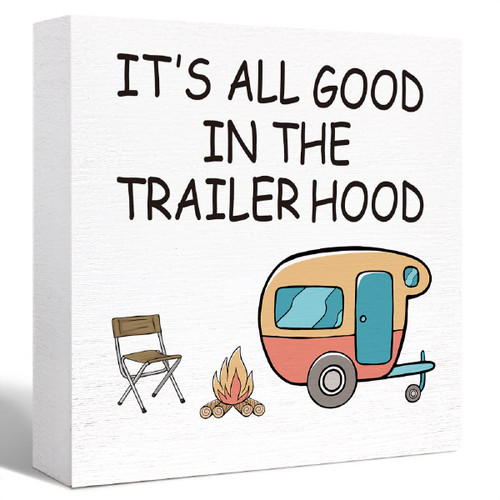 Funny Camping Wood Box Sign Rustic It's All Good in the Trailer Hood Wood Block Sign Home RV Camper Decor,Camper Decorations Accessories for Inside,Camping Gifts Funny Camping Wood Box Sign Rustic It's All Good in the Trailer Hood Wood Block Sign Home RV Camper Decor,Camper Decorations Accessories for Inside,Camping Gifts