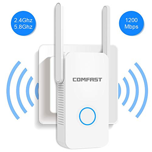 WiFi Range Extender Signal Booster 2.4GHz and 5GHz Dual Band Amplifier Fast Speed AC1200M Wi-Fi Repeater