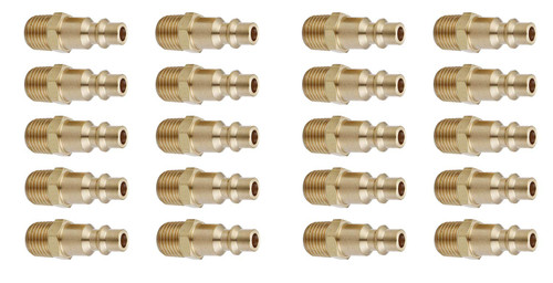 T TANYA HARDWARE Air Hose Fittings And Quick Connect Air Fittings, 1/4 Inch NPT Brass Male Air Coupler Plug (20 Piece) Industrial Type D, Air Compressor Fittings