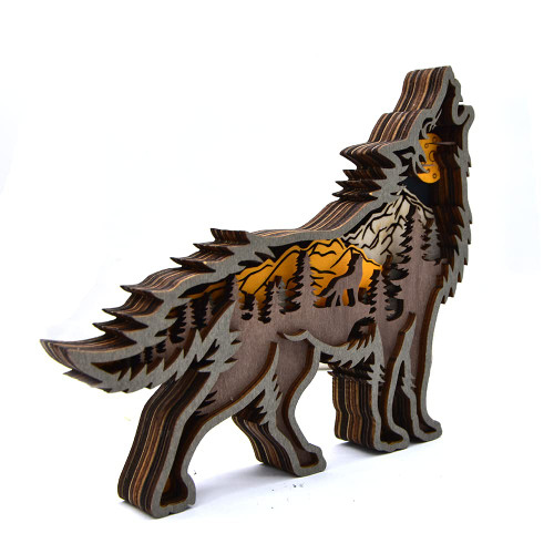 Annoomm Forest Wolf Decor,Animal Wooden Wolf Statues and Figurines Home Ornament Multilayer Woodland Wolf Silhouette and Sculpture,Wolf Decorations for Shelf Table Wood (Wolf) Annoomm Forest Wolf Decor,Animal Wooden Wolf Statues and Figurines Home Ornament Multilayer Woodland Wolf Silhouette and Sculpture,Wolf Decorations for Shelf Table Wood (Wolf)
