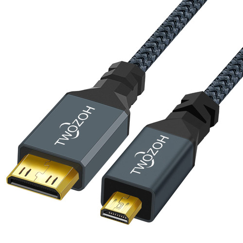 Twozoh Micro HDMI to Mini HDMI Cable, Mini HDMI Male to Micro HDMI Male Cable, Micro HDMI Type D Male to Mini HDMI Type C Male Cable Support 3D/4K 1080p 3Ft Twozoh Micro HDMI to Mini HDMI Cable, Mini HDMI Male to Micro HDMI Male Cable, Micro HDMI Type D Male to Mini HDMI Type C Male Cable Support 3D/4K 1080p 3Ft